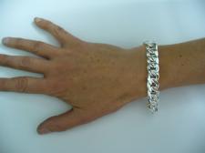 Solid sterling silver flat curb bracelet 12mm