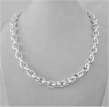 Solid sterling silver oval rolo link necklace 8,5mm. Oval belcher necklace.