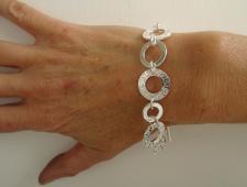 Sterling silver round link bracelet, toggle bracelet