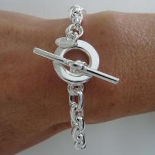 925 sterling silver oval link toggle bracelet 