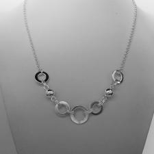 Sterling silver necklace, round link chain with bead, 45 cm