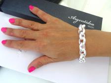 Sterling silver polished oval link toggle bracelet