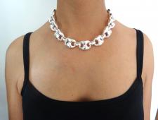 Sterling silver women's maglia marina link necklace