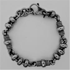 ARGENTO ANTICATO. Bracciale uomo in argento 925 massiccio, maglie tonde e spirali. Larghezza 9mm.