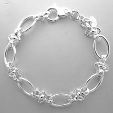 Solid 925 silver textured link bracelet 10mm