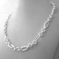 Catena in argento 925 maglie ovali godronate e tonde