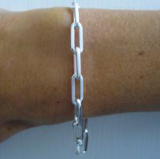Sterling silver paperclip link bracelet made in Italy
