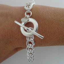 Sterling silver curb link toggle bracelet 