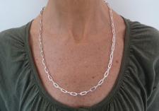 925 silver rectangular link chain necklace italy