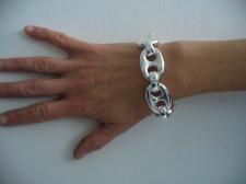 GRANDE Maglia marina bracciale argento 925.