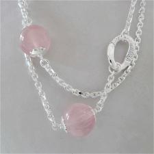 Silver necklace rose quartz beads