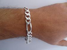 Bracciale piatto uomo argento. Bracciale groumette argento