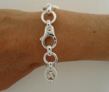 Sterling silver textured link bracelet 14mm