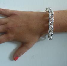 Sterling silver belcher bracelet. Silver round rolo link bracelet