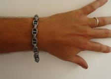 Oxidized silver link bracelet