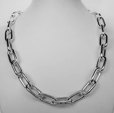 Sterling silver rectangular link necklace 10mm. Hollow chain.