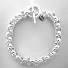 Braccialetto catena rolo' tondo in argento 925 chiusura toggle