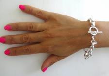 Bracciale catena ovale e barretta in argento 925