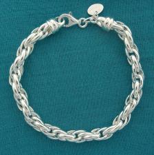 Loose rope link bracelet in sterling silver