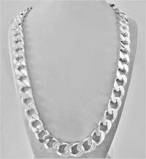 Sterling silver solid diamond cut curb necklace 12mm x 5mm. LENGTH 60 CM. 185 GRAMS.