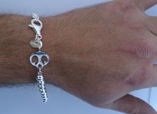Silver beads bracelet for men
