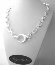 Chunky oval rolo' necklace in sterling silver made in italy