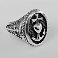 Anello uomo chevalier in argento 925. FEDE AMORE SPERANZA. MISURA 24.