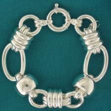 Bracciale artigianale barilotti e maglie tonde. Argento 925.