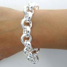 Bracciale in argento 925 MASSICCIO rolo' tondo 14mm. VERSIONE ARGENTO 925 MASSICCIO 80 GRAMMI.