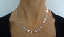 Square paperclip chain in sterling silver