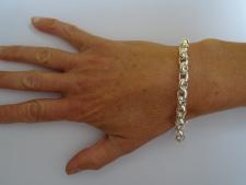 Solid silver oval rolo link bracelet