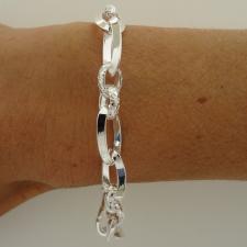 925 silver textured link bracelet 9mm