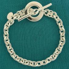 Bracciale argento maglie ovali chiusura tonda