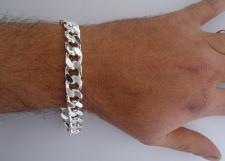 Sterling silver diamond cut curb bracelet 10mm