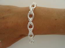 Sterling silver textured link bracelet 9,5mm