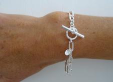 925 silver paperclip link chain bracelet made in italy