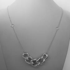 Sterling silver necklace, round link chain and graduated curb link 50 cm.