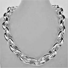 Sterling silver oval rolo link necklace 15mm. Hollow chain. Oval belcher necklace.