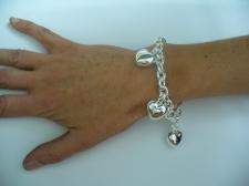 925 silver heart charms bracelet made in Italy.