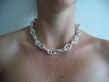 Collana in argento 925 maglia traversino 15mm - Collana donna.