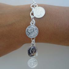 Coin charm bracelet in sterling silver