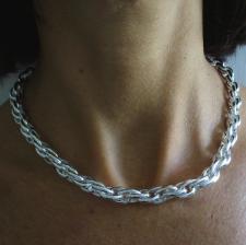 Silver double oval link naecklace