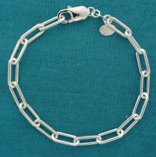 Bracciale catena argento maglie rettangolari allungate