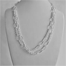 Long sterling silver necklace cm 100 round & oval link chain