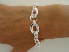 Textured link bracelet in sterling silver italy