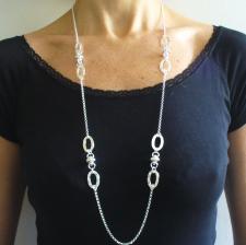 Long sterling silver necklace round chain 90cm