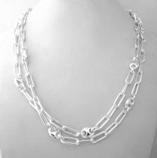 Collana catena paperclip lunghezza 90 cm in argento 925