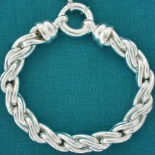 Handmade sterling silver torchon link bracelet