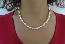 Silver bead necklace 8mm