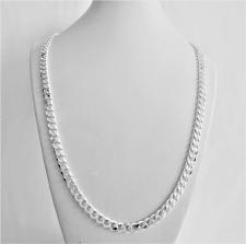 Sterling silver solid diamond cut curb necklace 6.5mm length 60 cm
